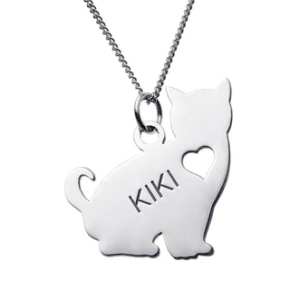 Sterling Silver Sitting Cat Silhouette Necklace