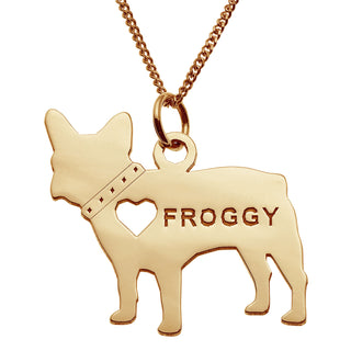14K Gold over Sterling French Bulldog Silhouette Necklace