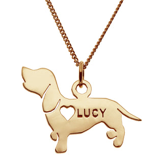 14K Gold over Sterling Dachshund Silhouette Necklace