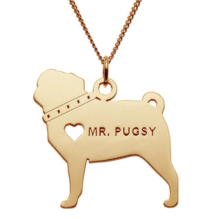 14K Gold over Sterling Pug Silhouette Necklace