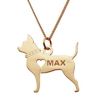 14K Gold over Sterling Chihuahua Silhouette Necklace