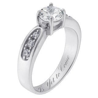 Sterling Silver Brilliant CZ Engraved Wedding Ring