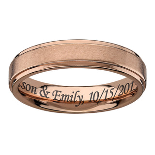 Rose Gold Stainless Steel Satin Engraved Band