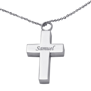 Stainless Steel Engraved Name Cross Ash Pendant