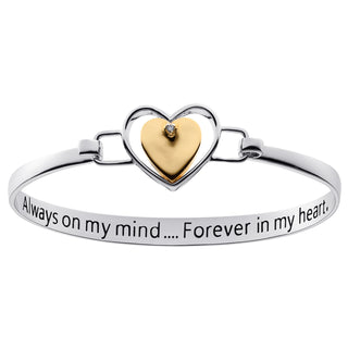 Two-tone Memorial Heart Bangle with Diamond