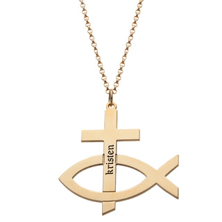 Gold over Sterling Ichthus Name Pendant