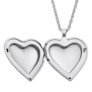 Silver Plated Engraved Large Heart Locket