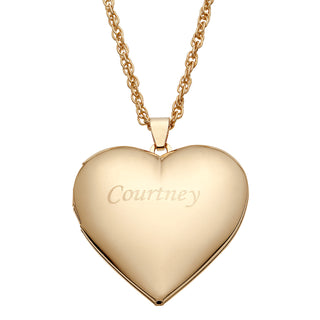 14K Gold Plated Engraved Large Heart Locket