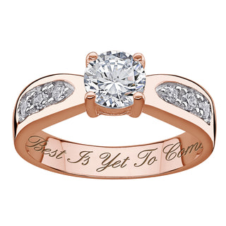 14K Rose Gold over Sterling Brilliant Engraved Wedding Ring
