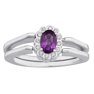 Sterling Silver  Reversible 2- Birthstone Ring