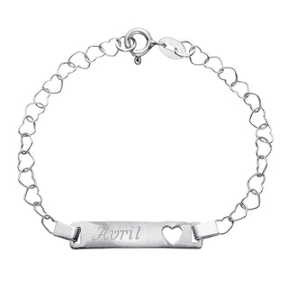 Sterling Silver Children's Hearts ID Bracelet