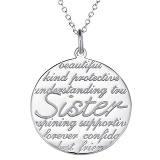 Sister's Sterling Silver Sentiment Disc Pendant
