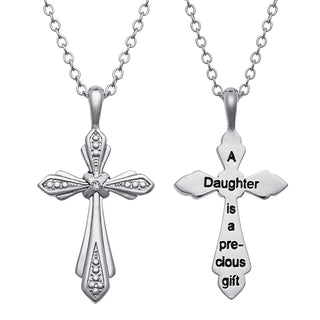 Mother and Daughter Duo Cross Pendant Set with Engraved Message