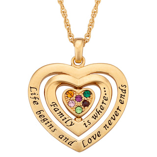 Birthstone Swivel Family  Heart Pendant