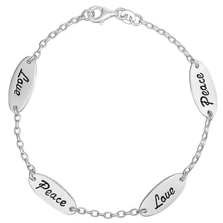 Sterling Silver Love and Peace link Bracelet