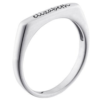 Sterling Silver Engraved Name Rectangular Stackable Ring