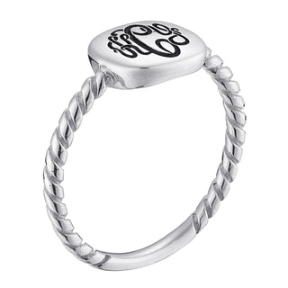 Sterling Silver Engraved Monogram Square Signet Ring