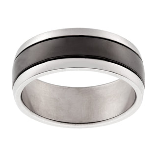 Titanium Two-Tone Polished Band Ring - 8mm