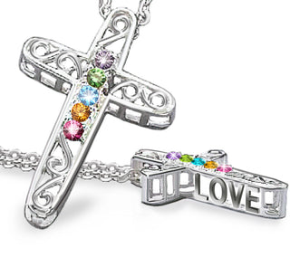 Sterling Silver Filigree Birthstone Cross Sterling Silver Filigree Birthstone Cross Necklace