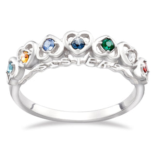 Sterling Silver SISTERS Birthstone Heart Ring