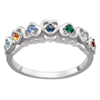 Sterling Silver SISTERS Birthstone Heart Ring