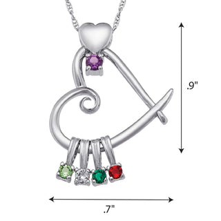 Sterling Silver Heart Slider Birthstone Necklace