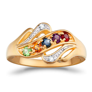 Mother's Birthstone Ring with Two-Tone Diamond Accent