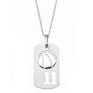 Personalized Sterling Silver Basketball Sports Number Tag Necklace