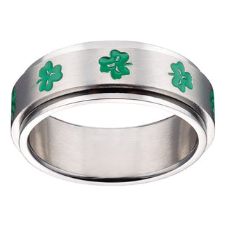 Stainless Steel Clover Spinner Band Ring