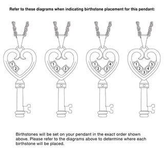 Platinum Plated Key to My Heart Family Birthstone Necklace