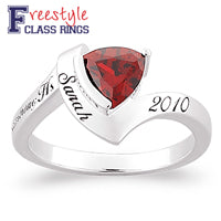 Ladies Sterling Silver Trillion Stone Class Ring