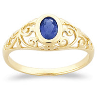 Genuine Oval Sapphire Ornate Ring