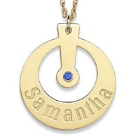 18K Gold over Sterling Birthstone Circle Name Necklace
