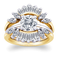 Round CZ Ring With Baguette Jacket