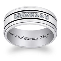 Titanium & CZ Engraved Grooved Message Band