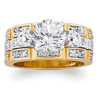 14K Gold Plated 2-Piece CZ Ring Set