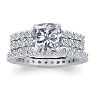 8 Carat Cushion-Cut CZ 3 Piece Ring Set