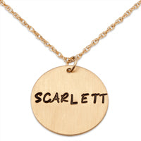 14K Gold over Sterling Hand Stamped Name Disc Pendant