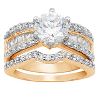 14K Gold Plated Ray of Sunshine 5 Carat Wedding Set