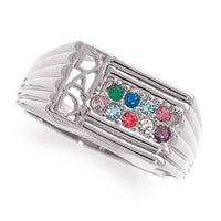 Men's Sterling Silver Family Birthstone DAD Ring