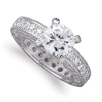 Sterling Silver CZ Heirloom Engagement  Ring