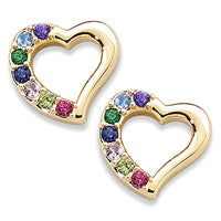 Mother's Birthstone Heart Earrings- Clip