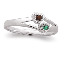 Sterling Silver Couple's Birthstone Heart Ring
