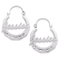 Sterling Silver Gypsy Style Name Hoop Earrings