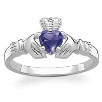 Sterling Silver September Birthstone Claddagh Ring