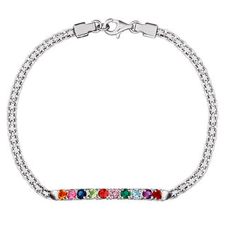 Silver Plated Mothers 8 inch Birthstone Bracelet