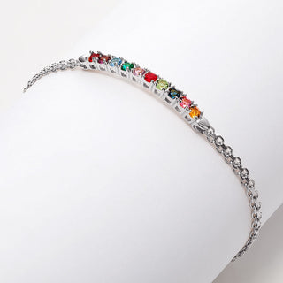 Silver Plated Mothers 8 inch Birthstone Bracelet