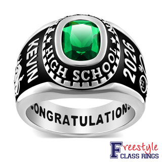 Men's Sterling Silver Traditional Stone Class Ring
