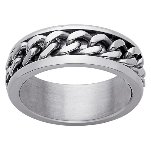 Men's Stainless Steel Curb Chain Spinner Band Ring – Limoges Jewelry