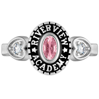 Womens Sterling Silver Traditional Oval Stone Class Ring